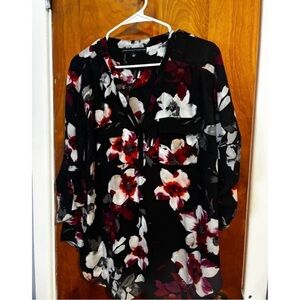 Torrid Black and Red Floral Top
